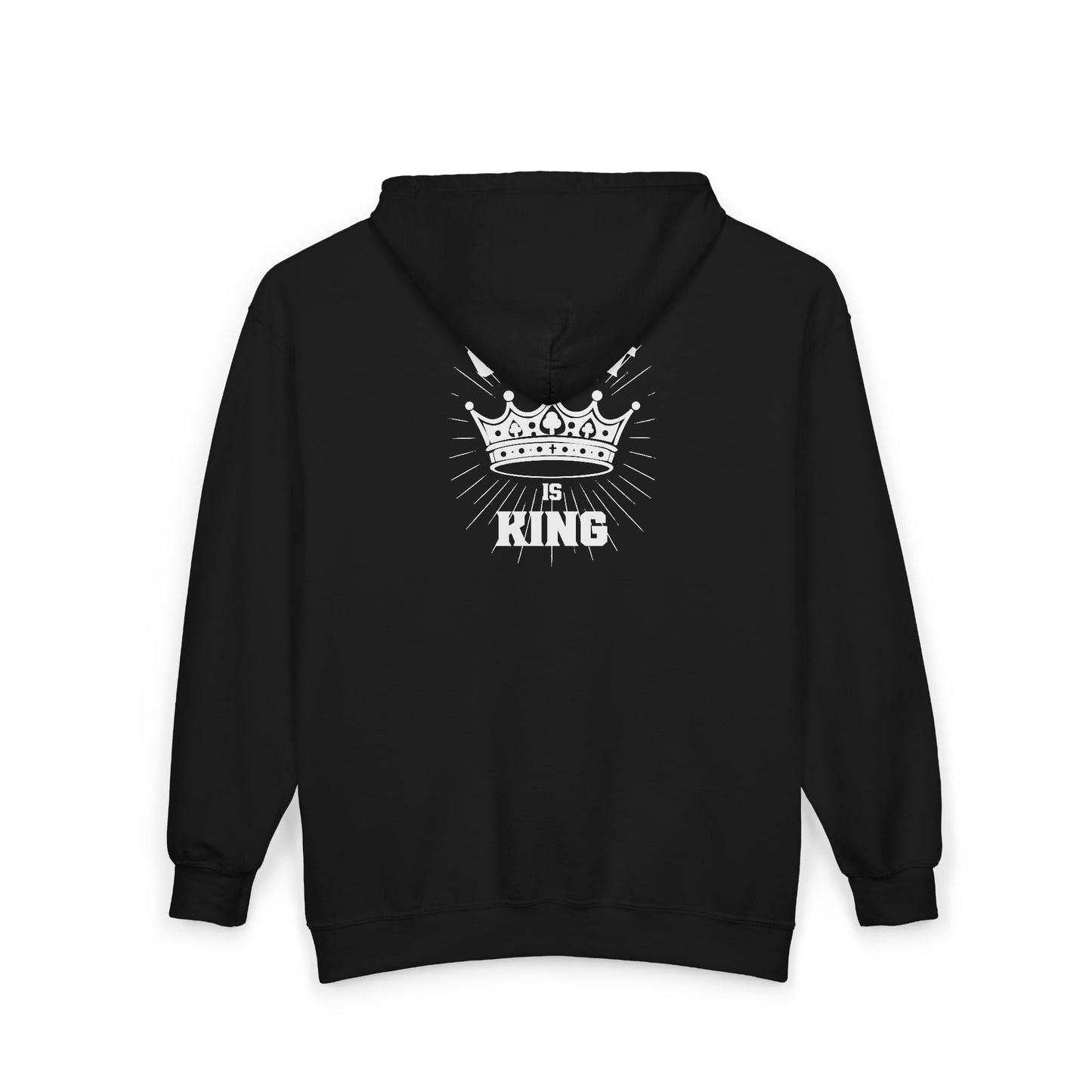 Christ Is King Zip Up Hoodie by Fidelis Ultra Mortem | Gildan 18600 Black Christian Hoodie