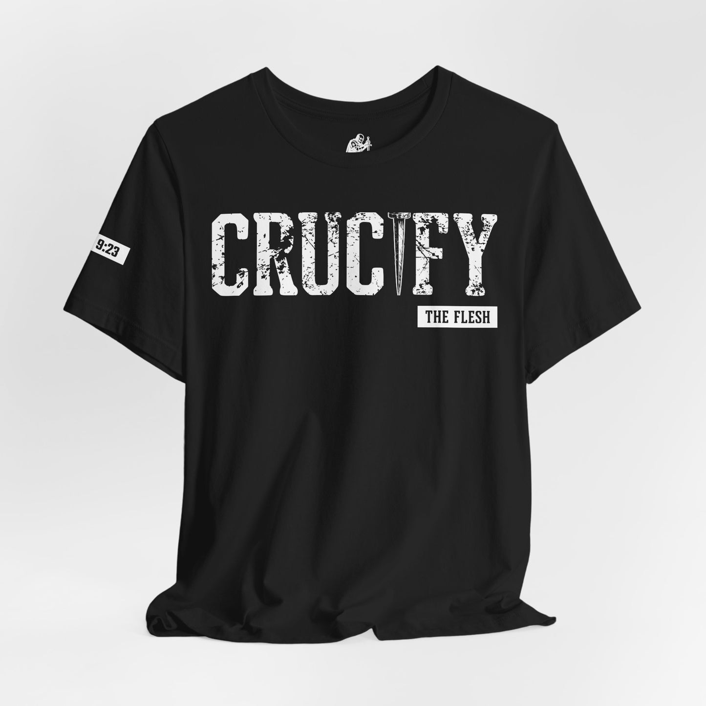 Crucify Tee — Distressed 'CRUCIFY' Graphic Short Sleeve Shirt
