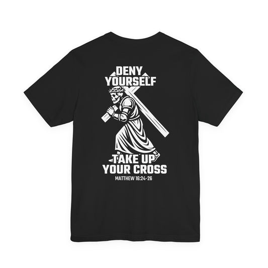 Take Up Your Cross Shirt by Fidelis Ultra Mortem Faithful Beyond Death Tee | Bella+Canvas 3001 Christian Streetwear