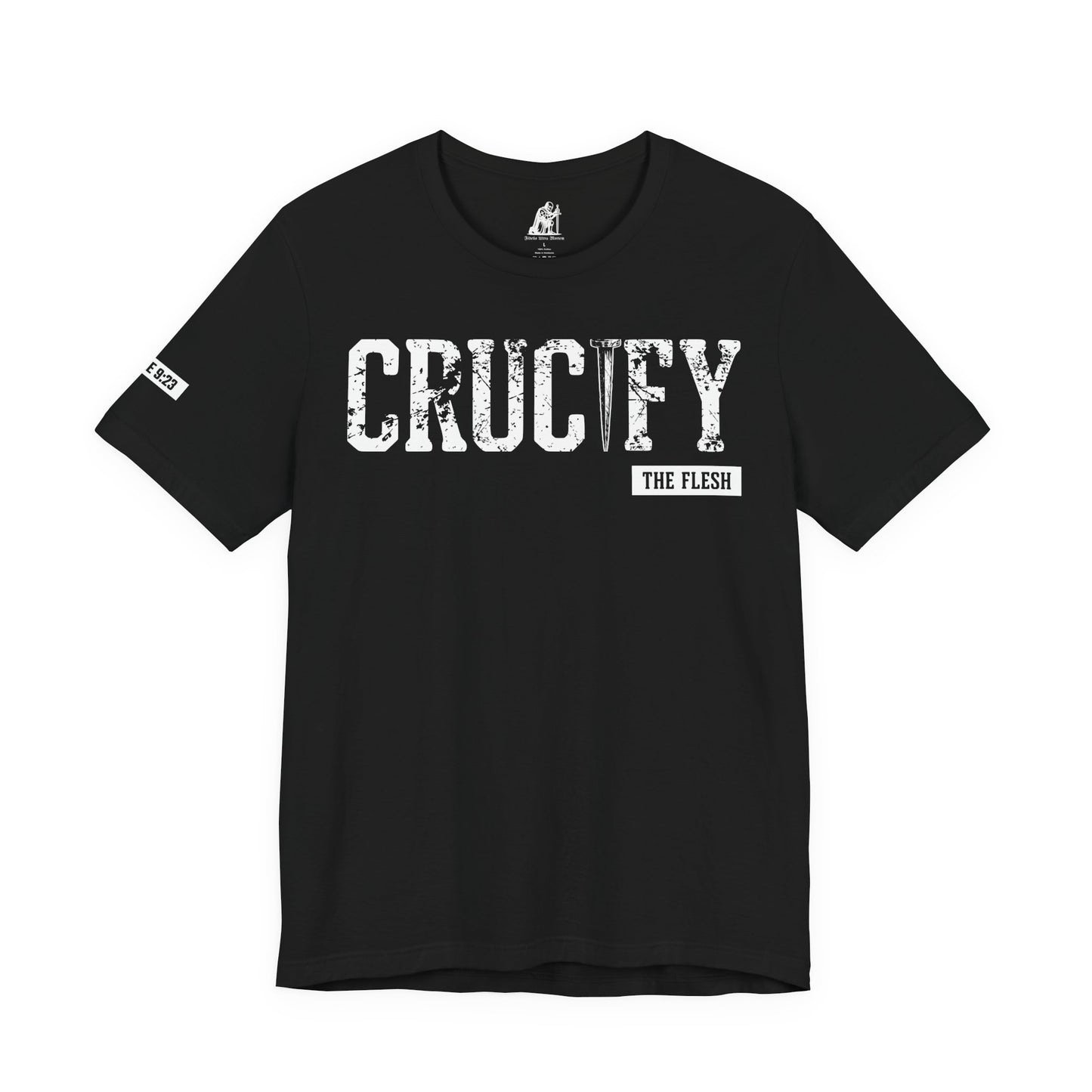 Crucify Tee — Distressed 'CRUCIFY' Graphic Short Sleeve Shirt