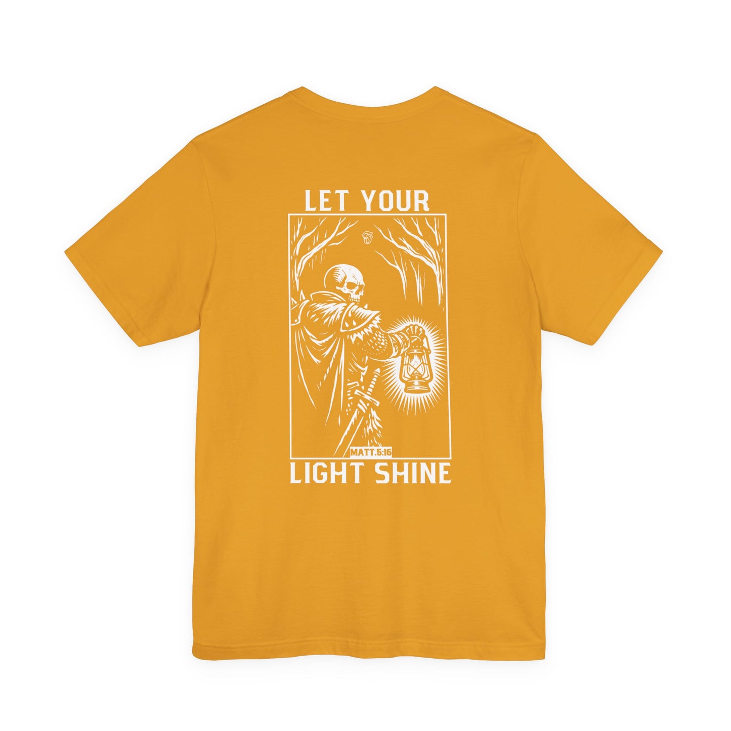 LET YOUR LIGHT SHINE Shirt | Christian Warrior Tee | Skull Lamp Faith Shirt | Bella+Canvas 3001 | Minimal Christian Apparel