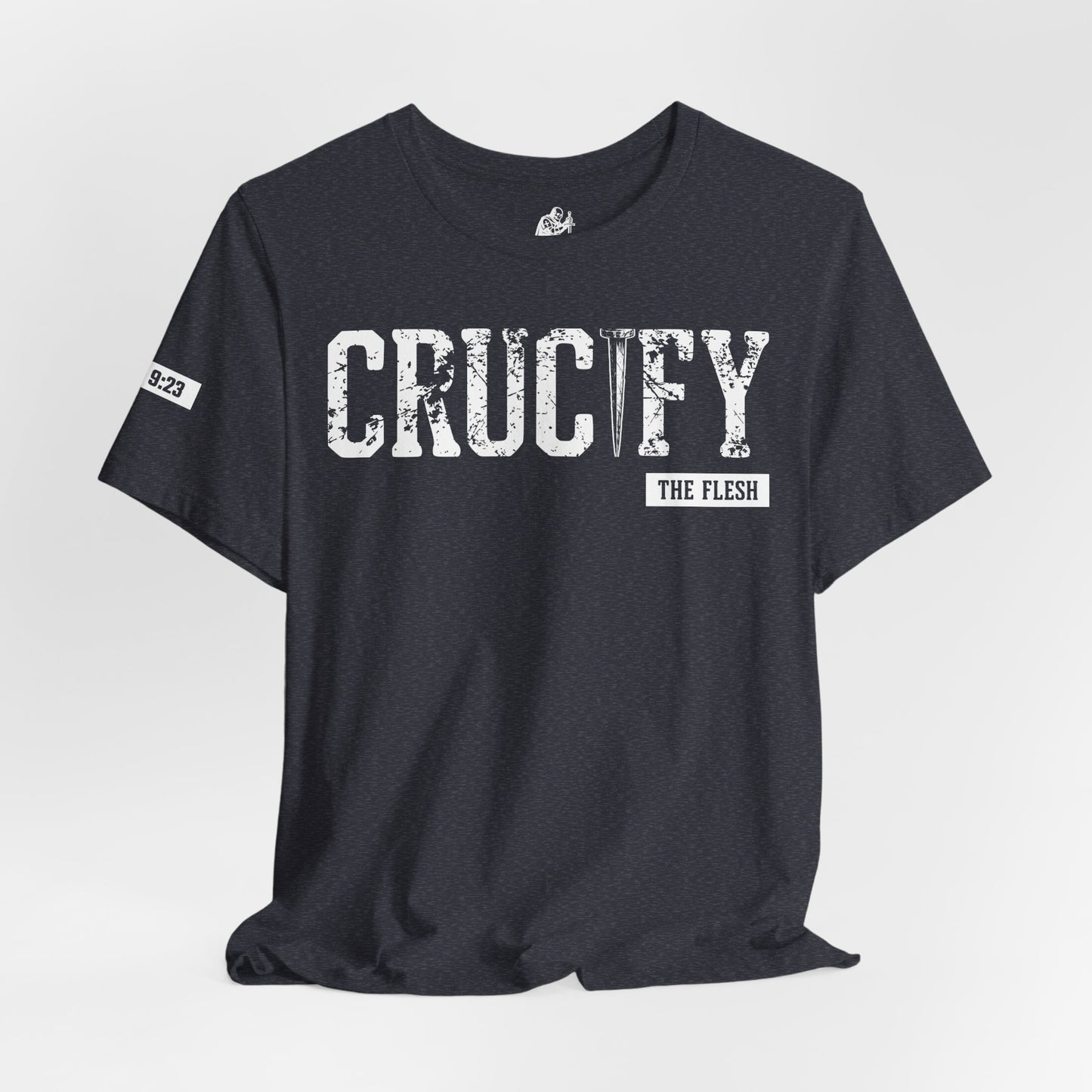 Crucify Tee — Distressed 'CRUCIFY' Graphic Short Sleeve Shirt