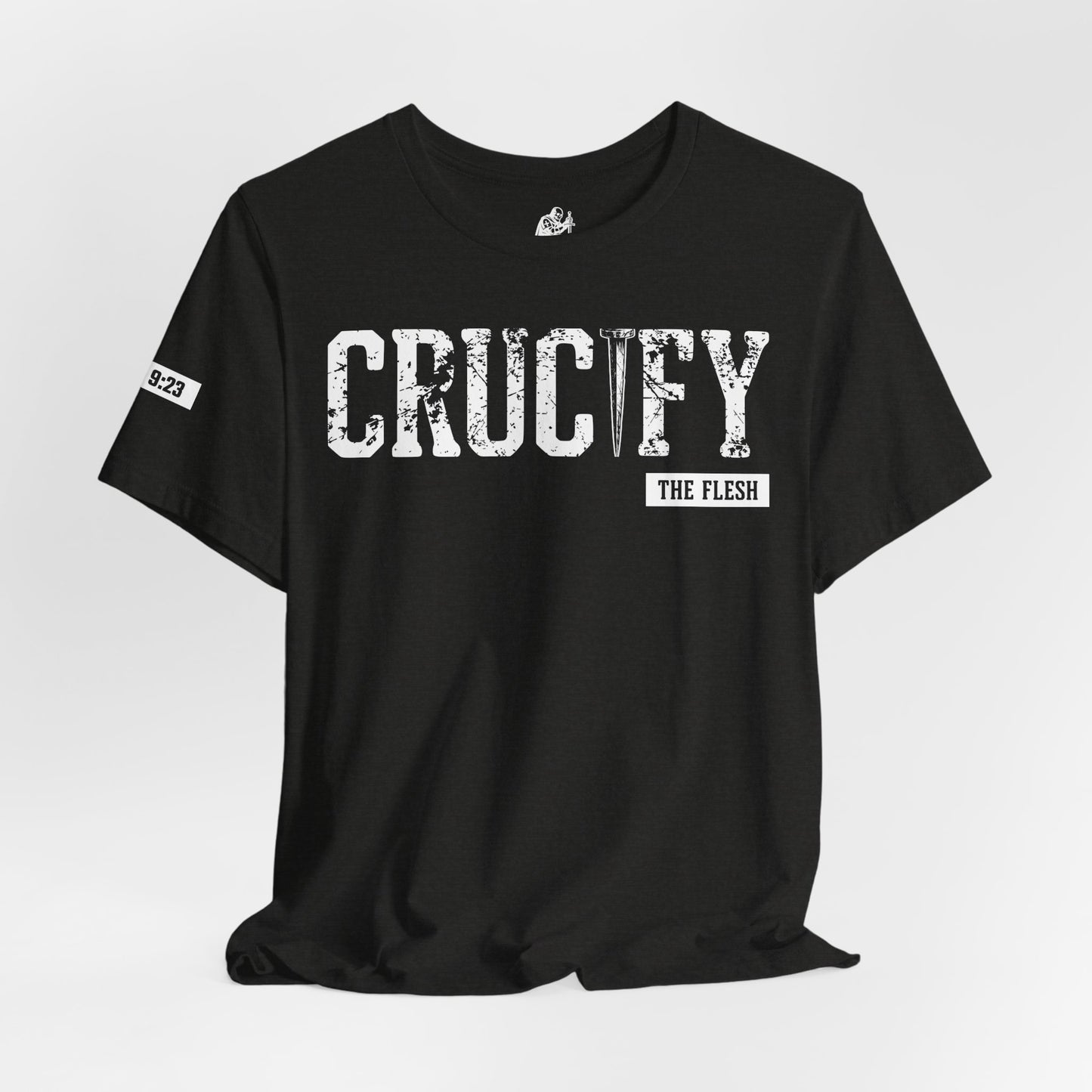 Crucify Tee — Distressed 'CRUCIFY' Graphic Short Sleeve Shirt