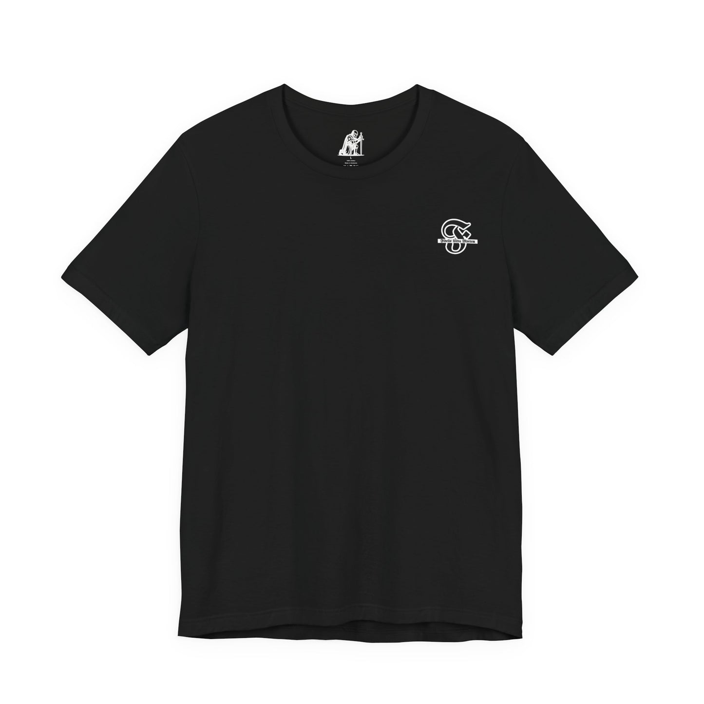 Fidelis Ultra Mortem Christian Warrior Shirt Every Knee Will Bow, Every Tongue Will Confess Bible Verse Tee - Faithful Beyond Death Apparel