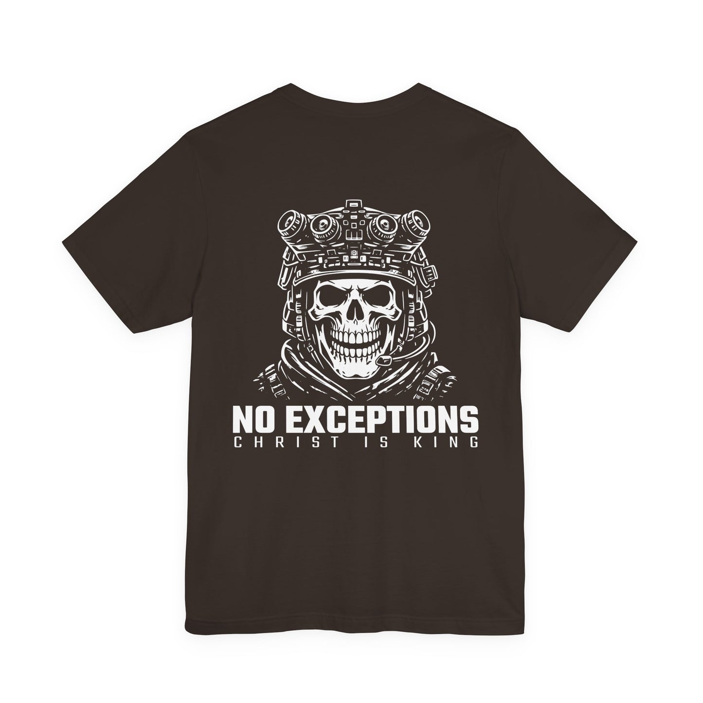 No Exceptions – Christ Is King Skull Warrior Back Print Tee | Bella+Canvas 3001