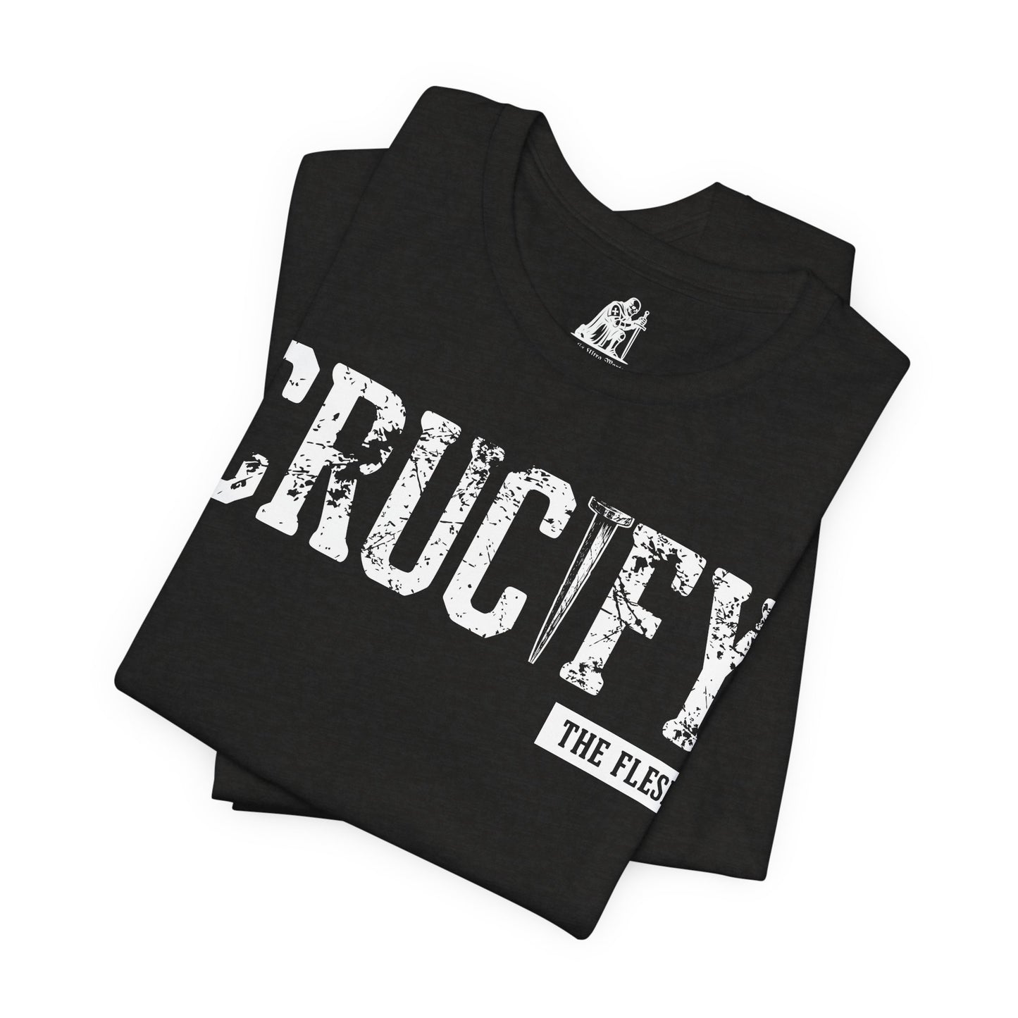 Crucify Tee — Distressed 'CRUCIFY' Graphic Short Sleeve Shirt