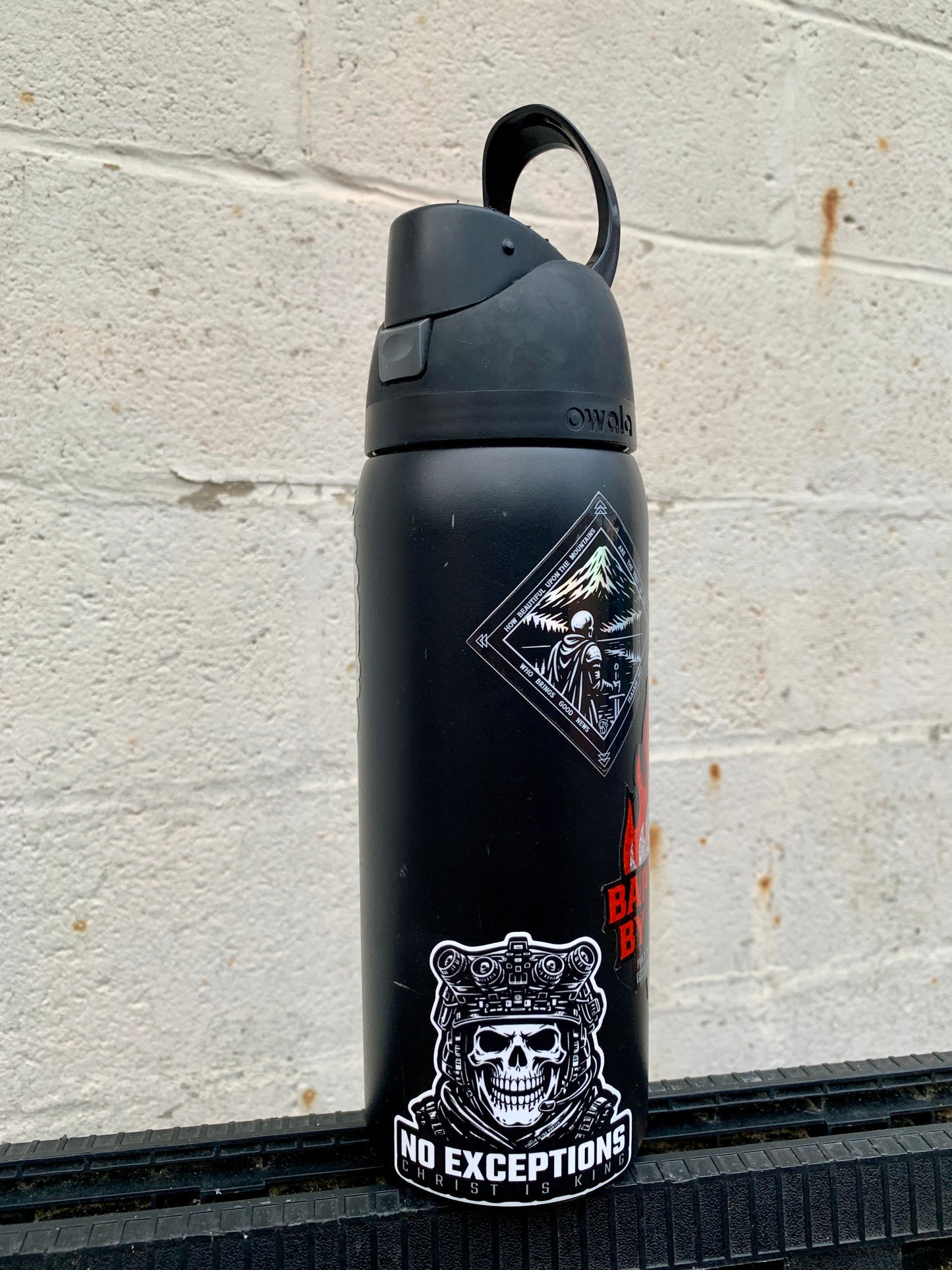NO EXCEPTIONS – Christ Is King Tactical Skull Warrior 3" Vinyl Sticker | Fidelis Ultra Mortem