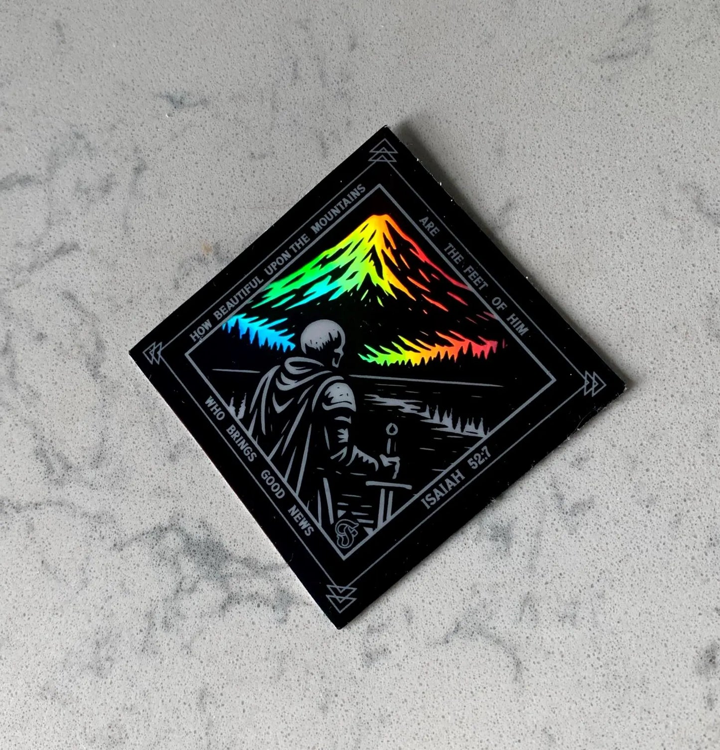 Isaiah 52:7 Holographic Christian Sticker 3x3 | Scripture Faith Decal | Fidelis Ultra Mortem